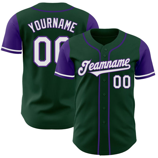 Custom Green White-Purple Authentic Two Tone Baseball Jersey - Main View