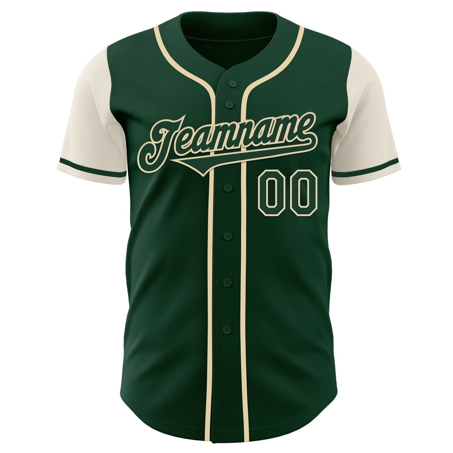 Custom Green Cream Authentic Two Tone Baseball Jersey view 2