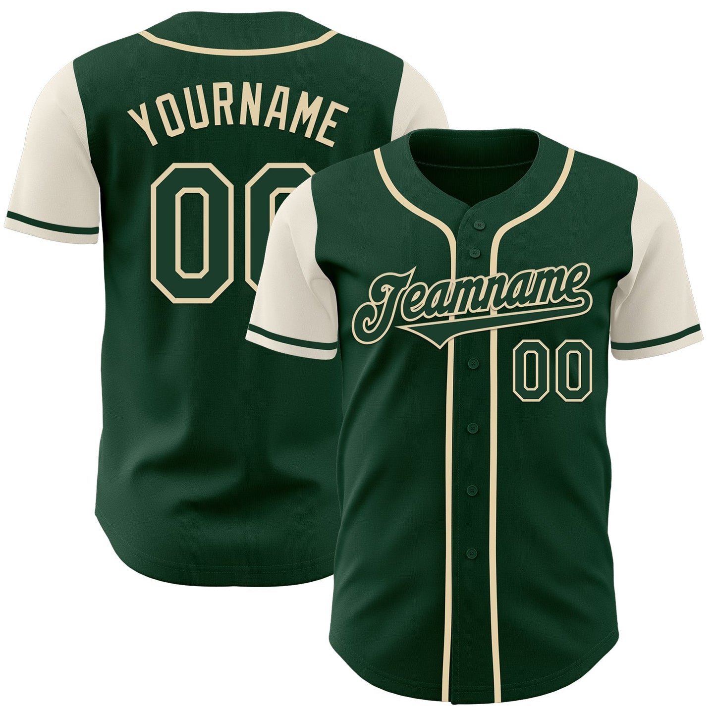 Custom Green Cream Authentic Two Tone Baseball Jersey - Main View