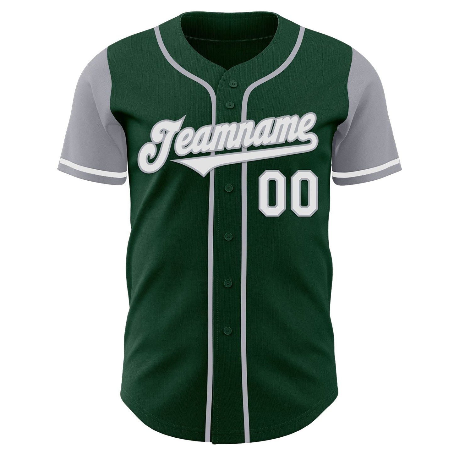 Custom Green White-Gray Authentic Two Tone Baseball Jersey view 2