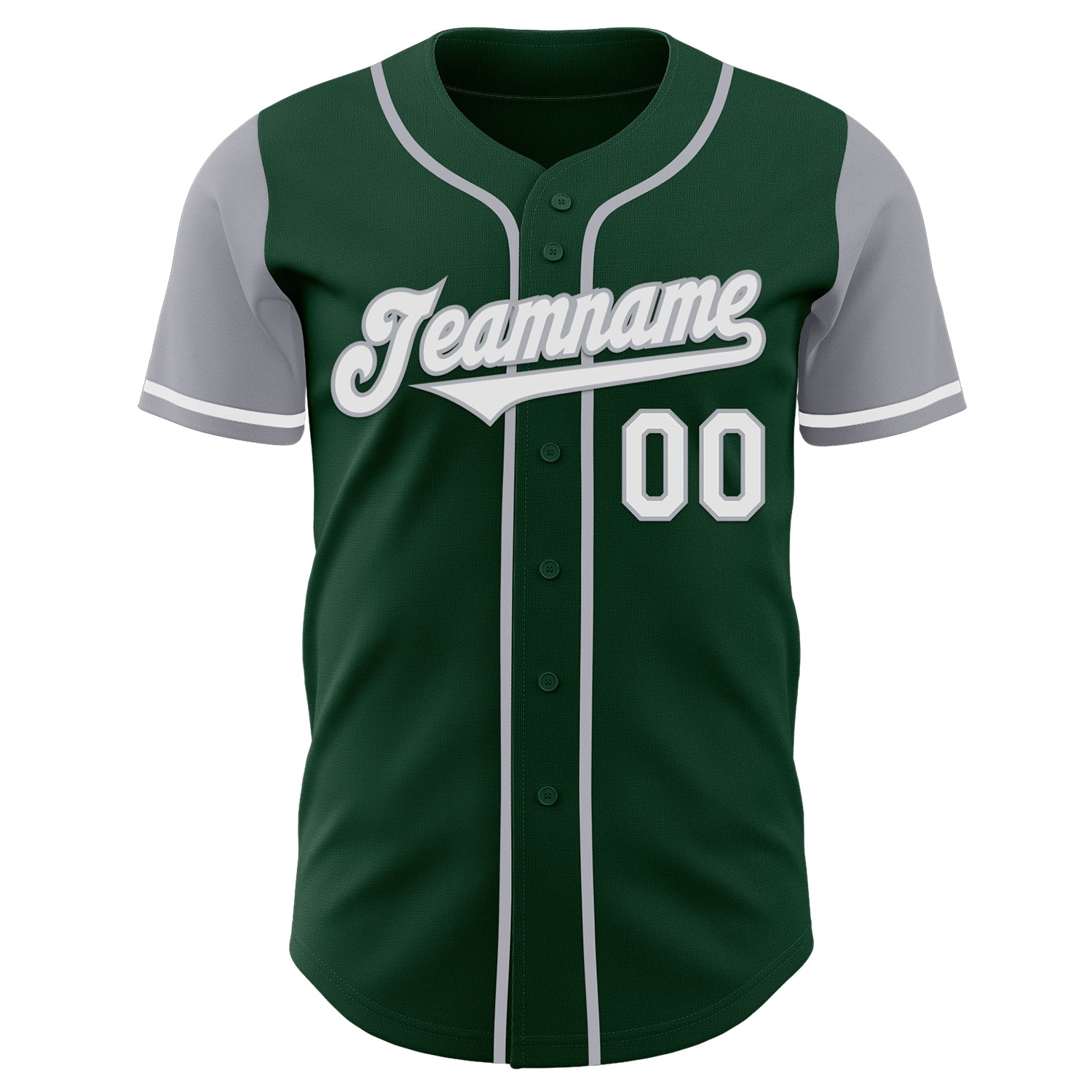 Custom Green White-Gray Authentic Two Tone Baseball Jersey view 2