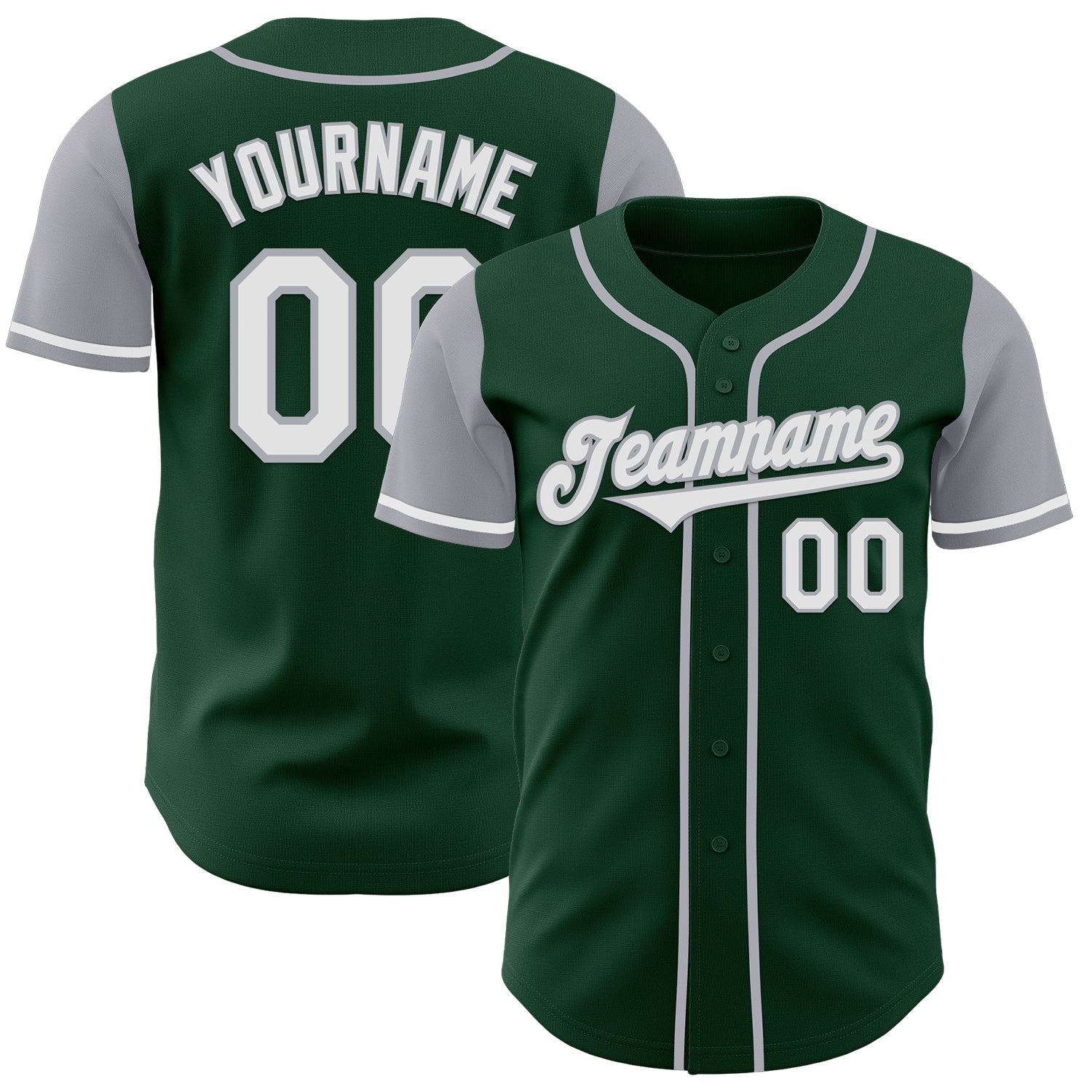 Custom Green White-Gray Authentic Two Tone Baseball Jersey - Main View