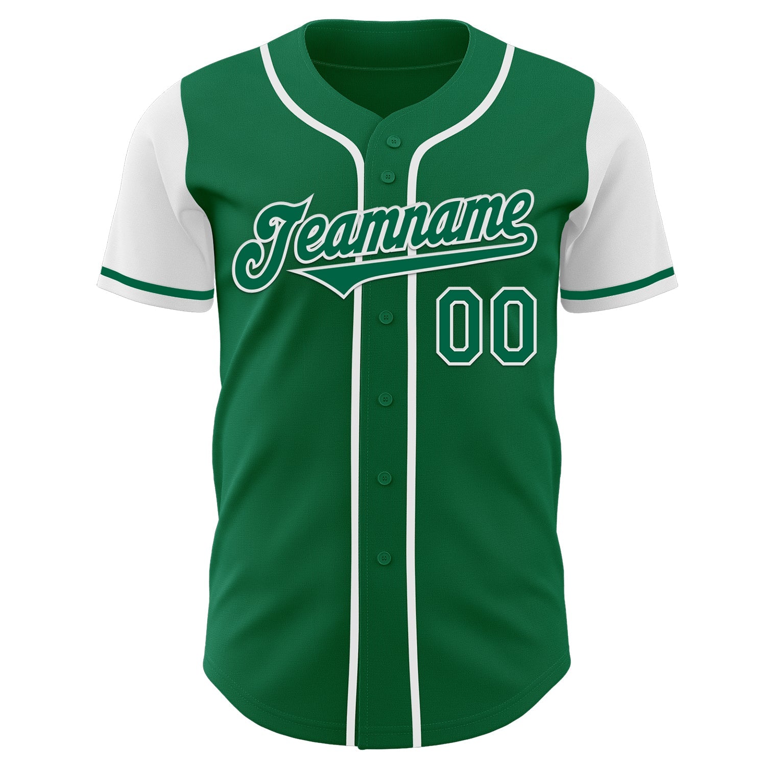 Custom Kelly Green White Authentic Two Tone Baseball Jersey view 2