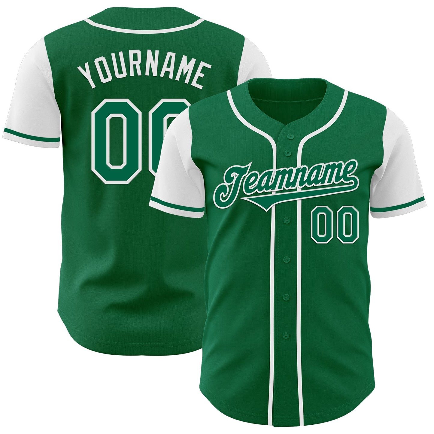 Custom Kelly Green White Authentic Two Tone Baseball Jersey - Main View