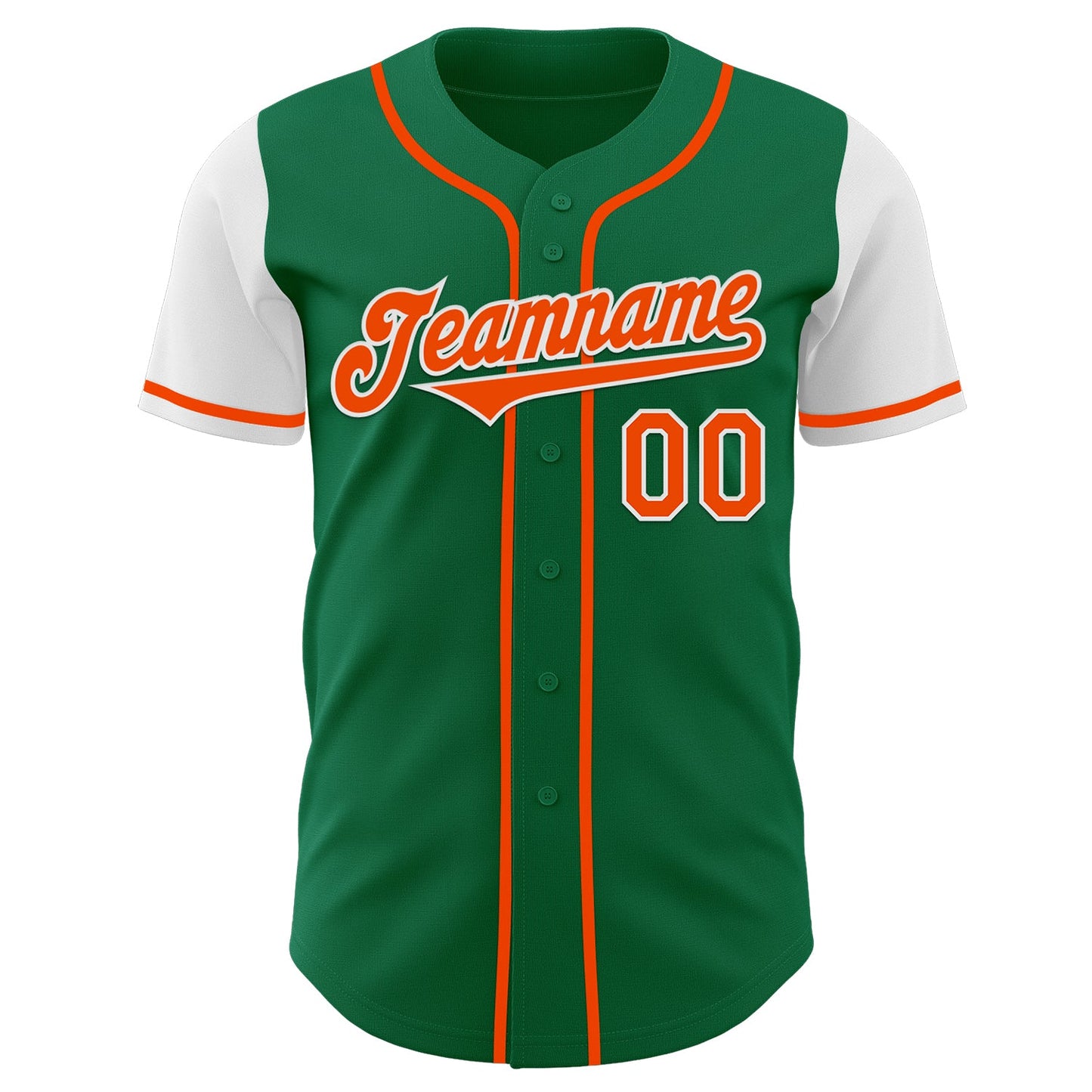 Custom Kelly Green Orange-White Authentic Two Tone Baseball Jersey view 2
