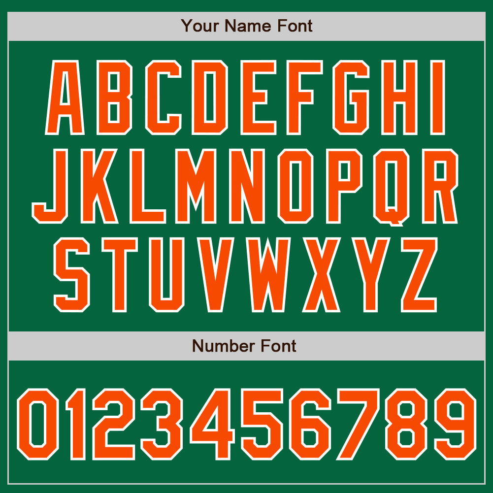 Custom Kelly Green Orange-White Authentic Two Tone Baseball Jersey view 5