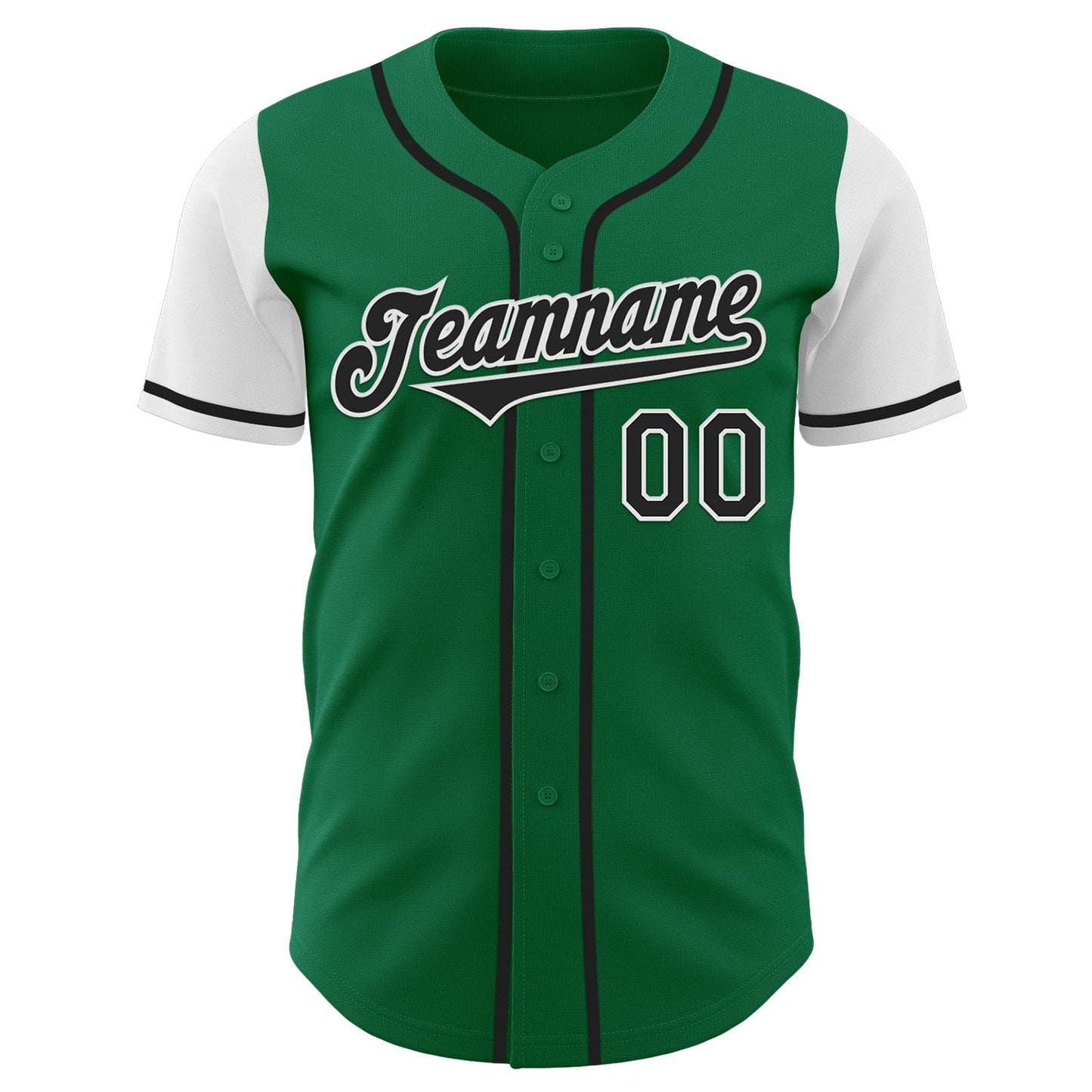Custom Kelly Green Black-White Authentic Two Tone Baseball Jersey view 2