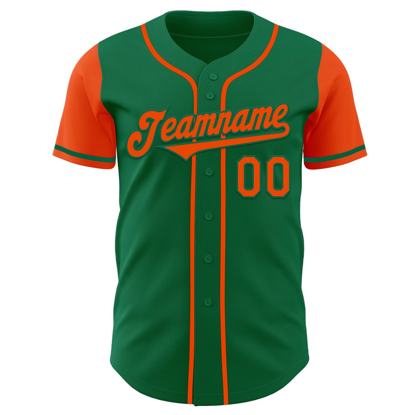 Custom Kelly Green Orange Authentic Two Tone Baseball Jersey view 2
