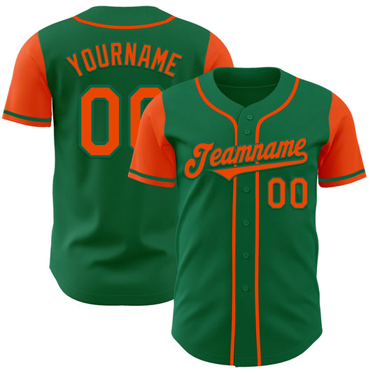 Custom Kelly Green Orange Authentic Two Tone Baseball Jersey - Main View