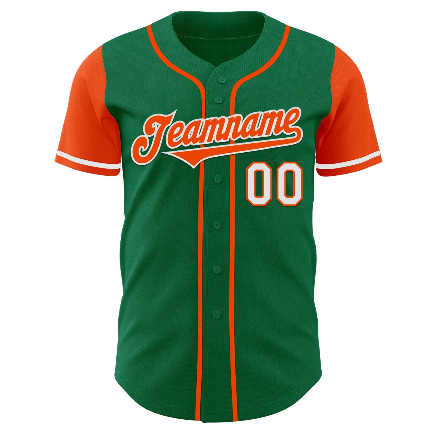 Custom Kelly Green Orange-White Authentic Two Tone Baseball Jersey view 2