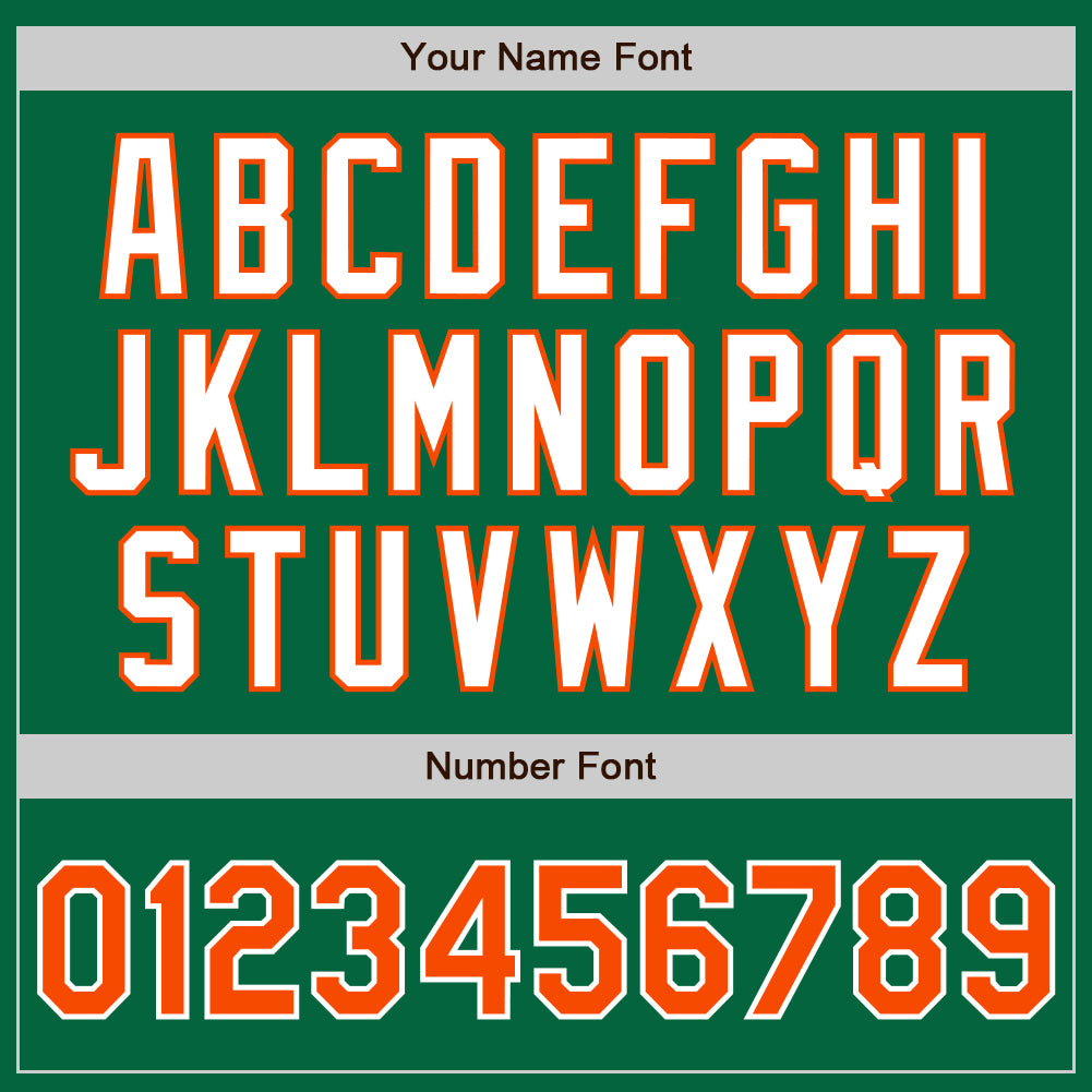 Custom Kelly Green Orange-White Authentic Two Tone Baseball Jersey view 5