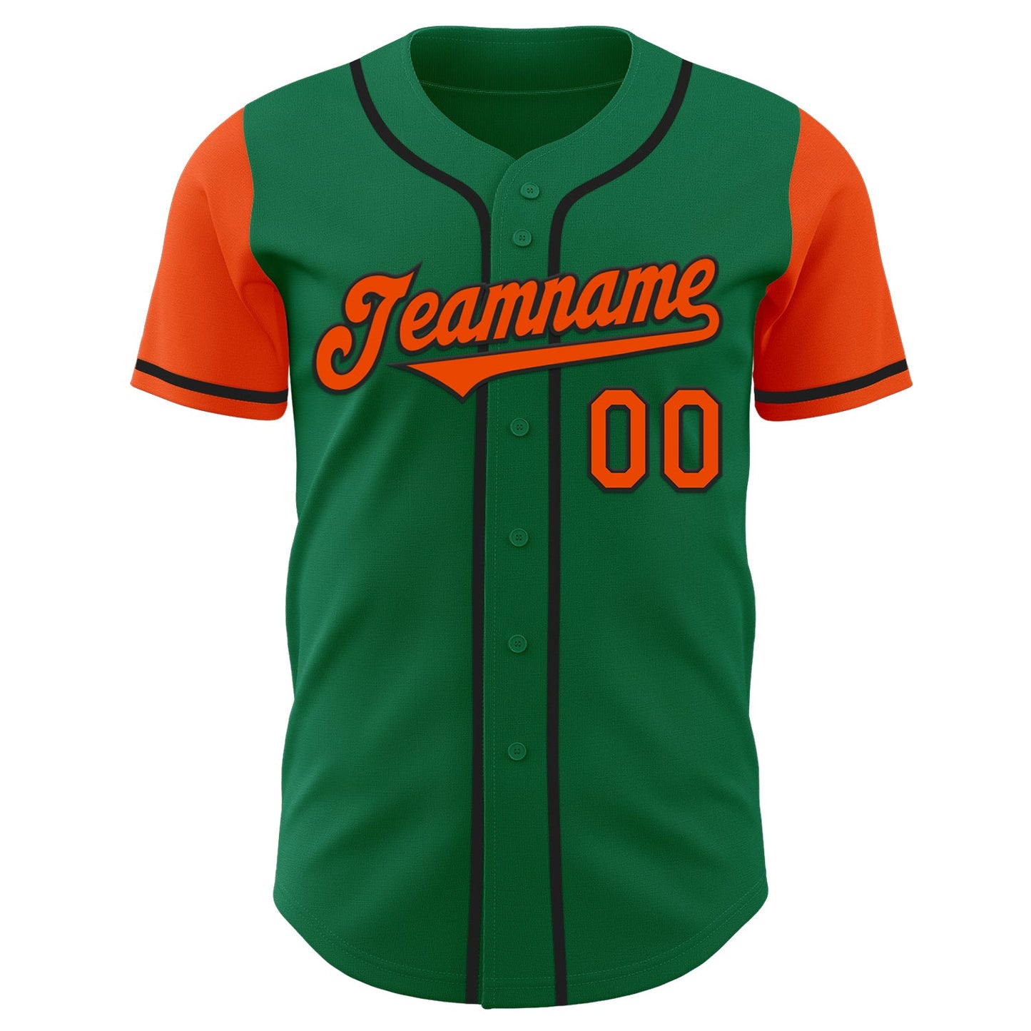 Custom Kelly Green Orange-Black Authentic Two Tone Baseball Jersey view 2