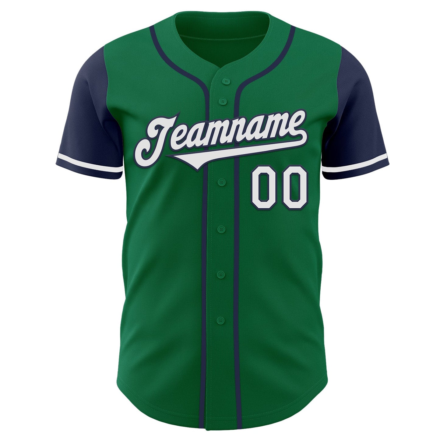 Custom Kelly Green White-Navy Authentic Two Tone Baseball Jersey view 2