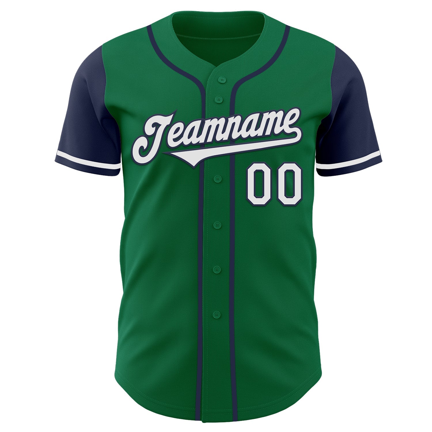 Custom Kelly Green White-Navy Authentic Two Tone Baseball Jersey view 2