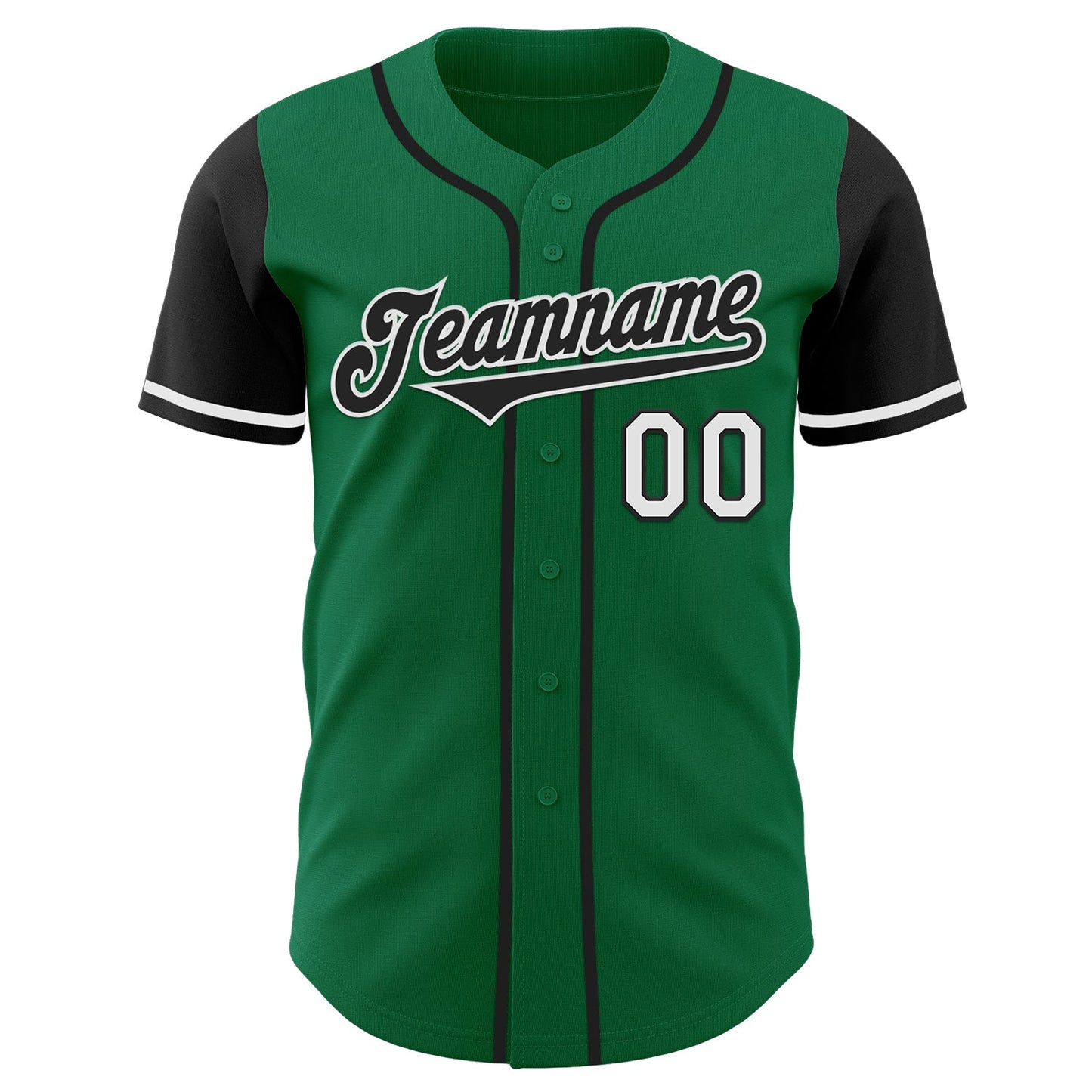 Custom Kelly Green Black-White Authentic Two Tone Baseball Jersey view 2