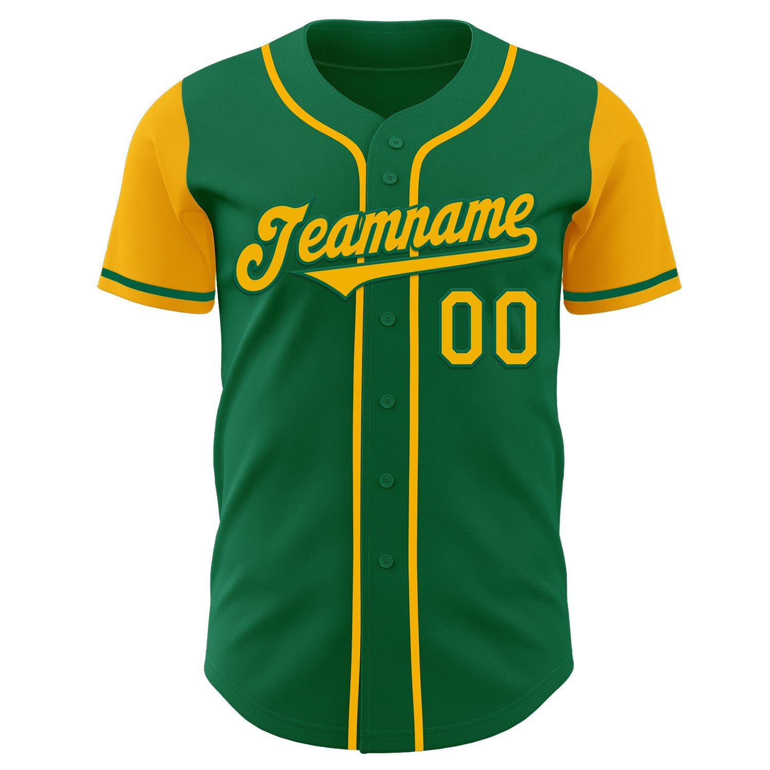 Custom Kelly Green Gold Authentic Two Tone Baseball Jersey view 2