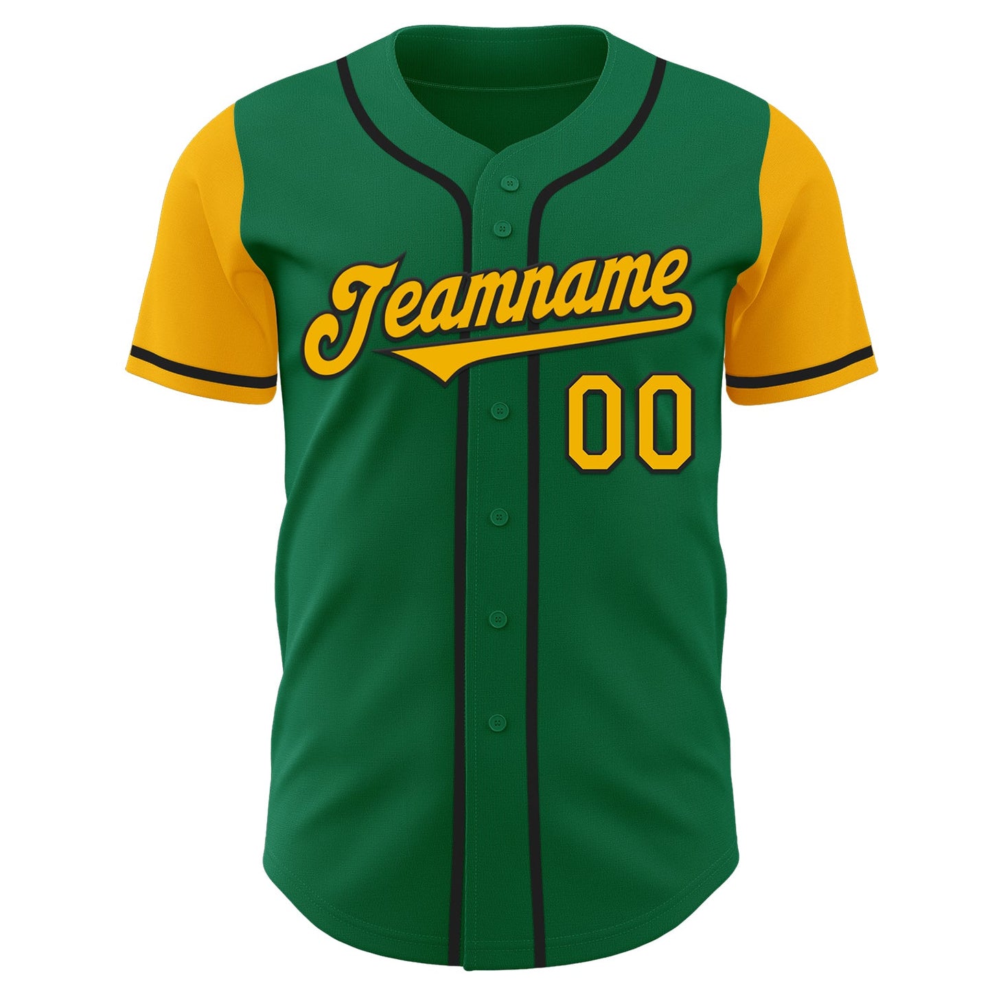 Custom Kelly Green Gold-Black Authentic Two Tone Baseball Jersey view 2