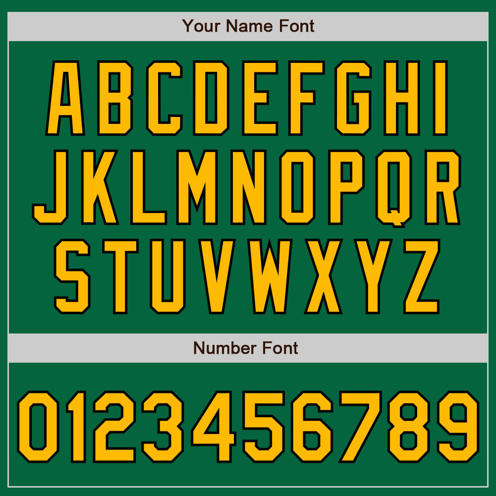 Custom Kelly Green Gold-Black Authentic Two Tone Baseball Jersey view 5