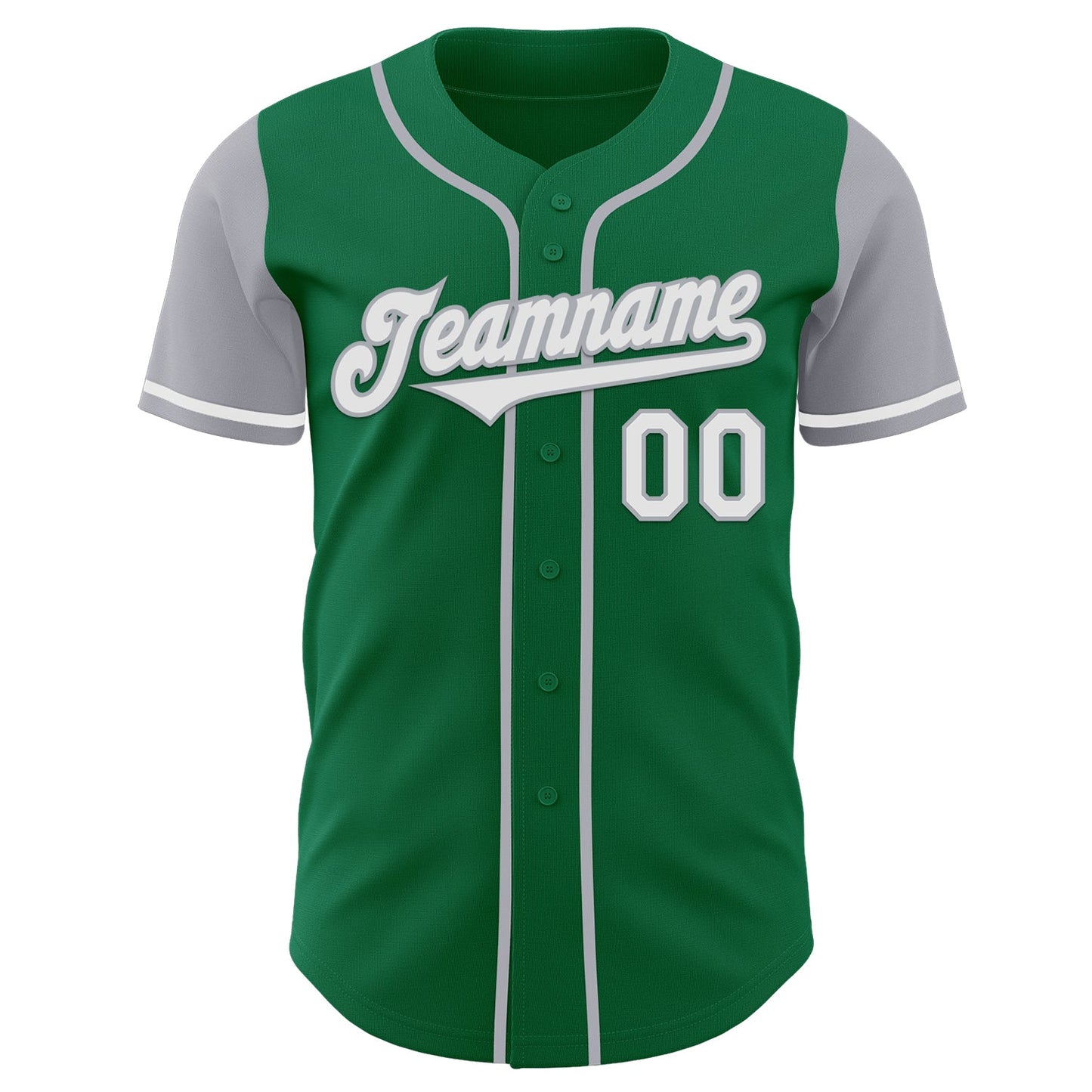 Custom Kelly Green White-Gray Authentic Two Tone Baseball Jersey view 2