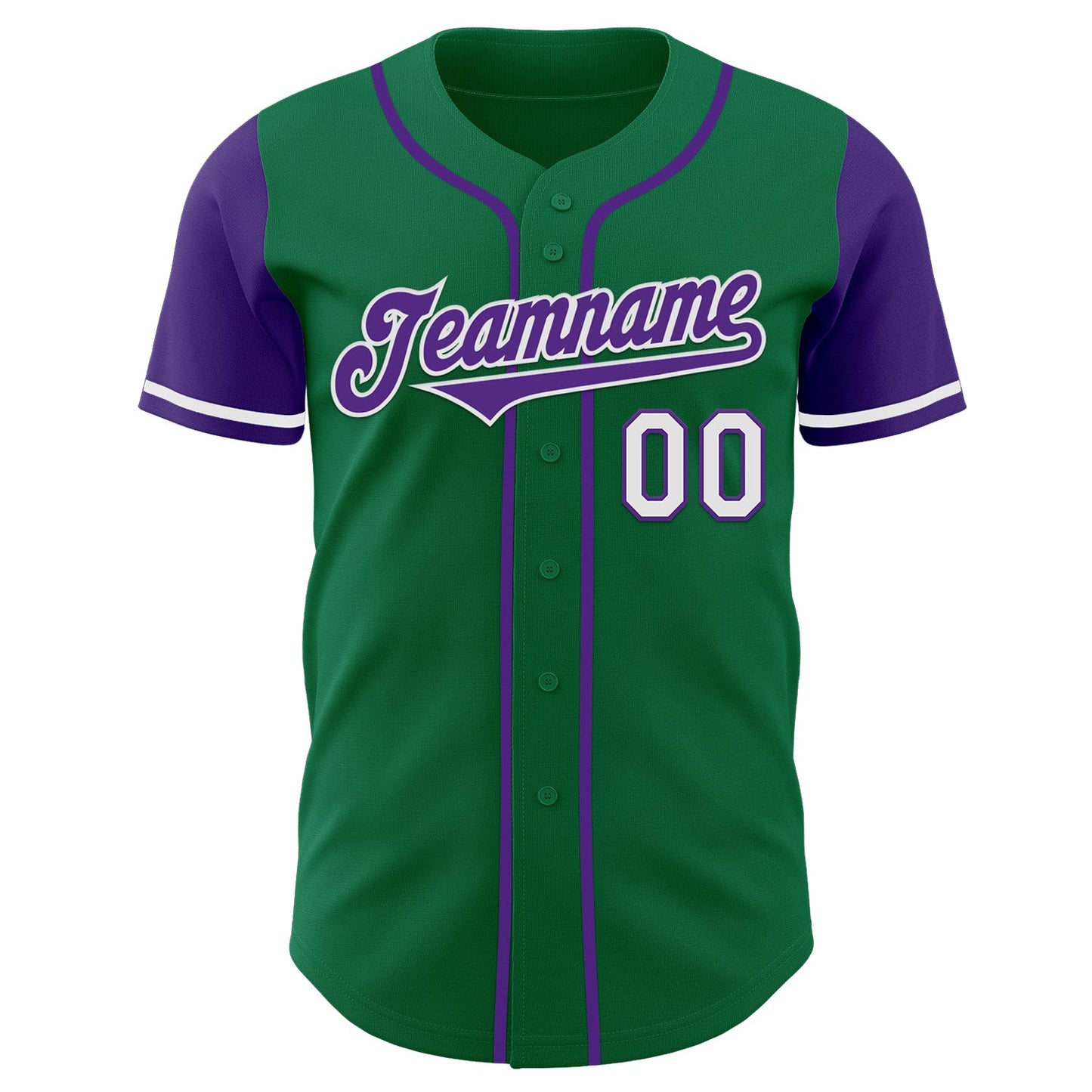 Custom Kelly Green Purple-White Authentic Two Tone Baseball Jersey view 2