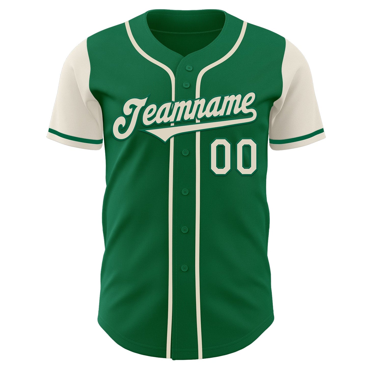 Custom Kelly Green Cream Authentic Two Tone Baseball Jersey view 2