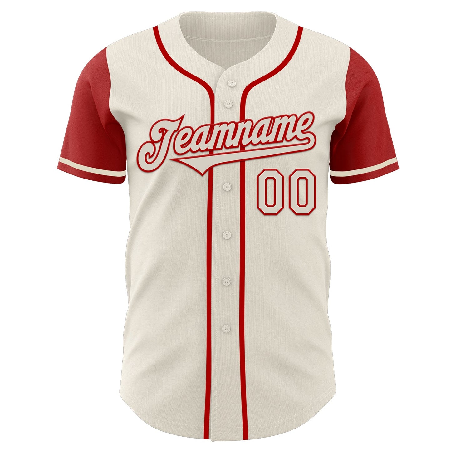 Custom Cream Red Authentic Two Tone Baseball Jersey view 2