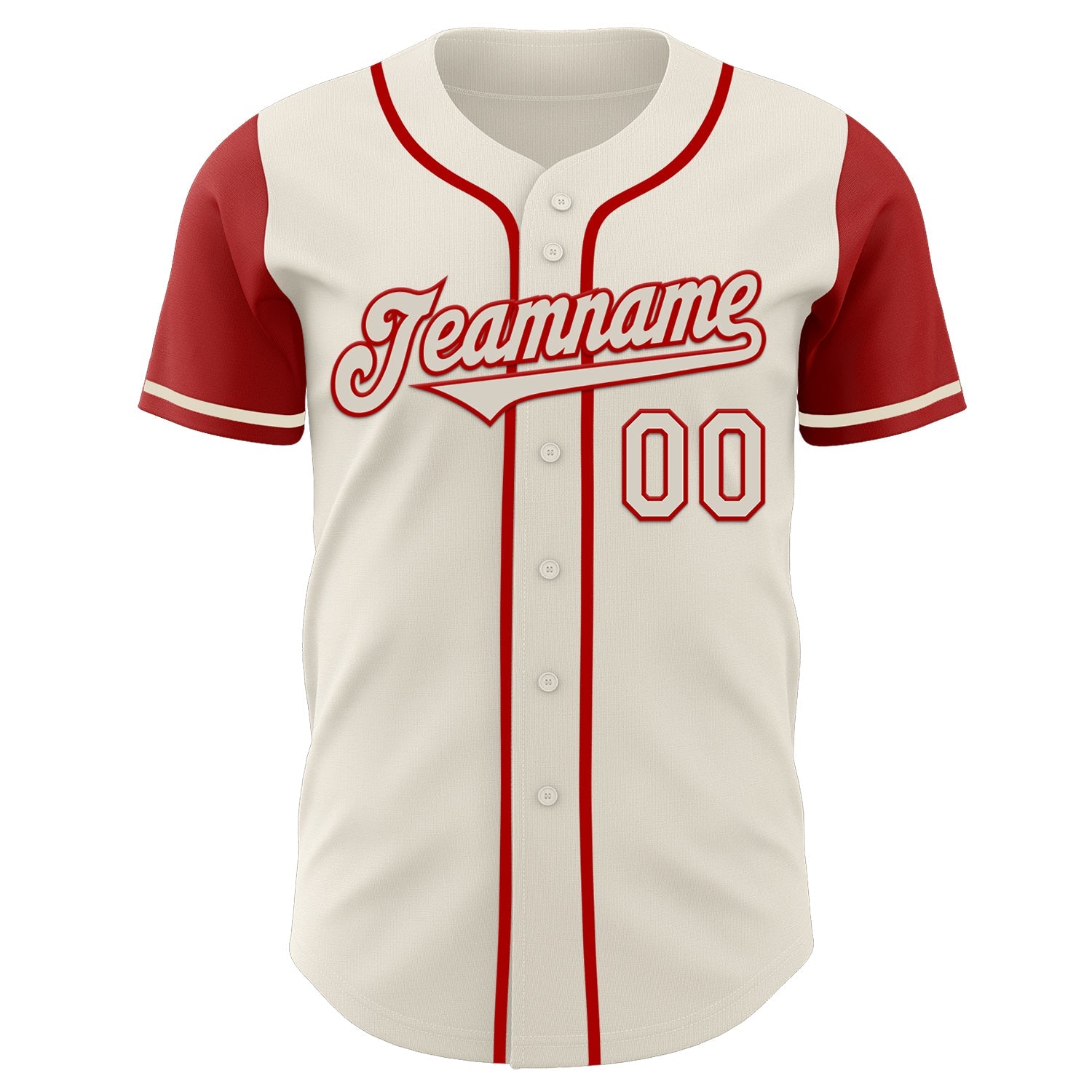 Custom Cream Red Authentic Two Tone Baseball Jersey view 2