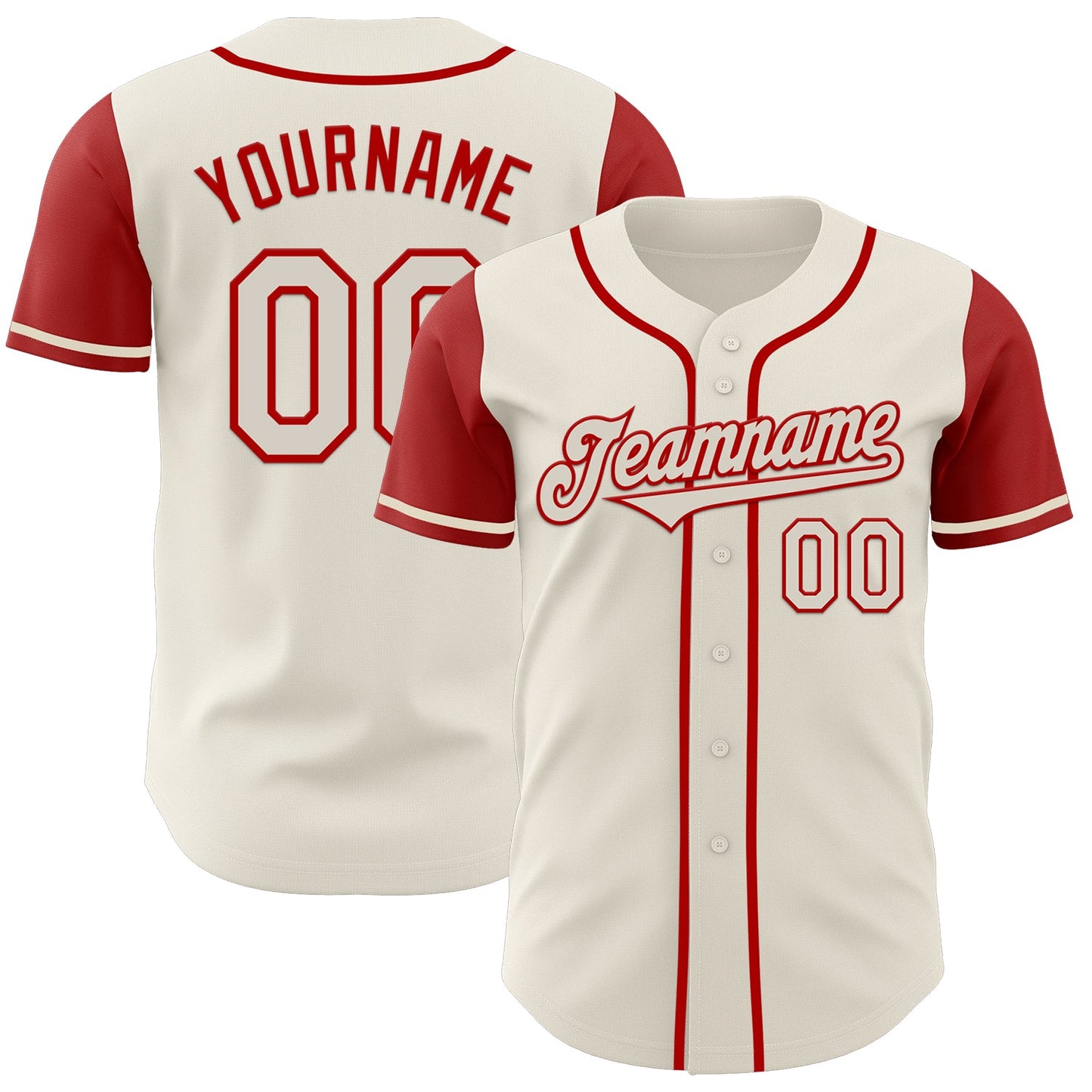 Custom Cream Red Authentic Two Tone Baseball Jersey - Main View