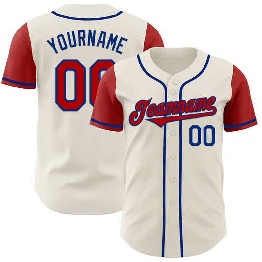 Custom Cream Red-Royal Authentic Two Tone Baseball Jersey - Main View