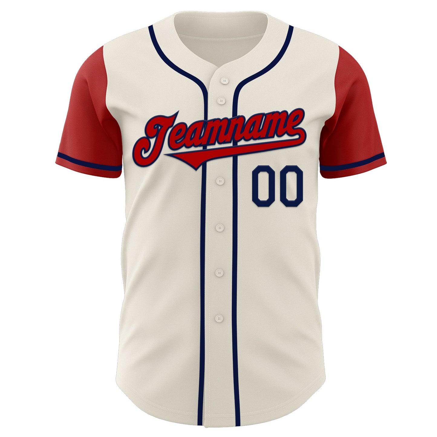 Custom Cream Red-Navy Authentic Two Tone Baseball Jersey view 2