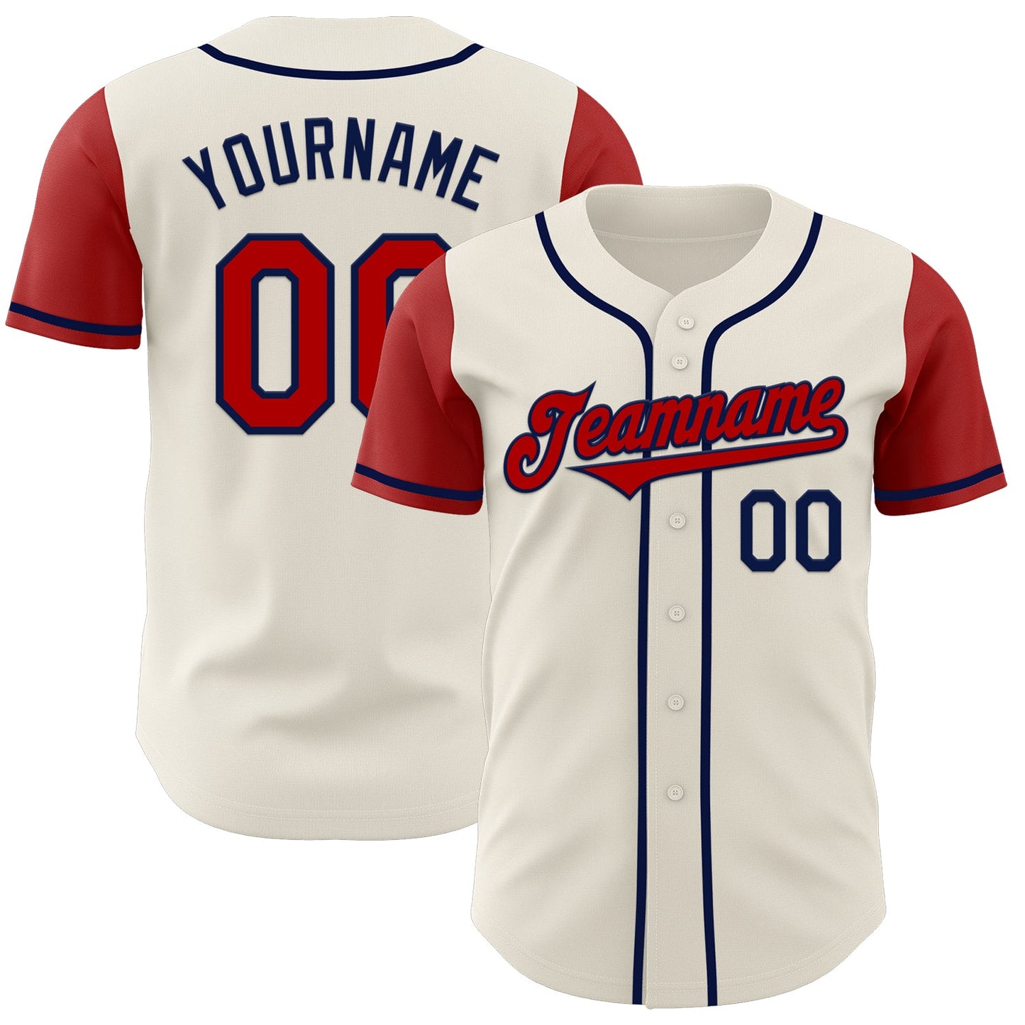 Custom Cream Red-Navy Authentic Two Tone Baseball Jersey - Main View