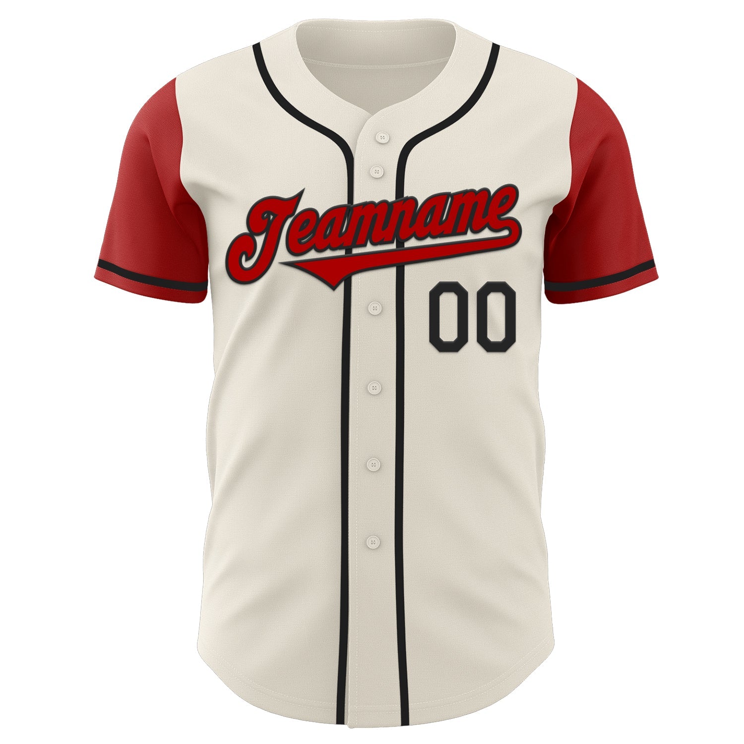 Custom Cream Red-Black Authentic Two Tone Baseball Jersey view 2