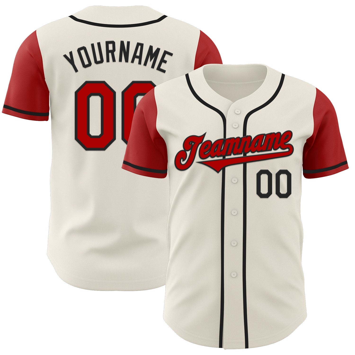 Custom Cream Red-Black Authentic Two Tone Baseball Jersey - Main View