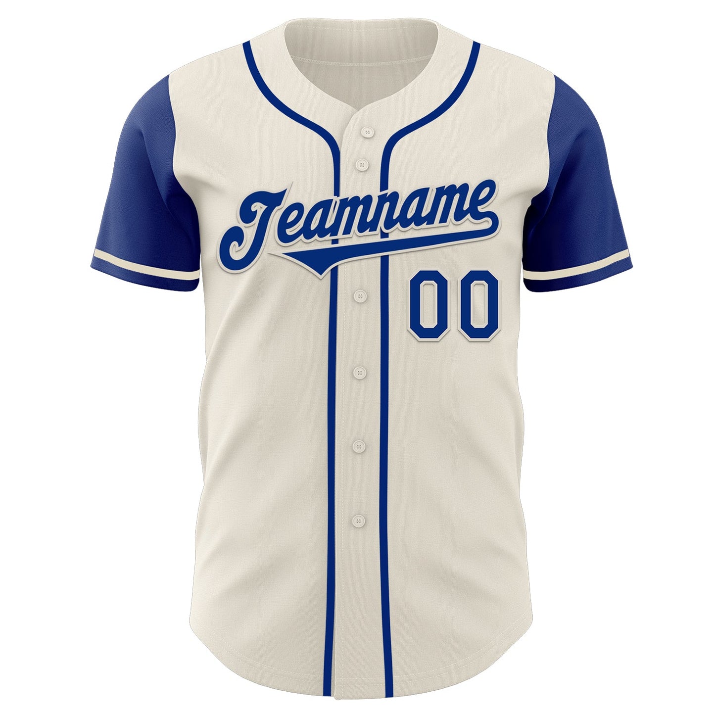 Custom Cream Royal Authentic Two Tone Baseball Jersey view 2