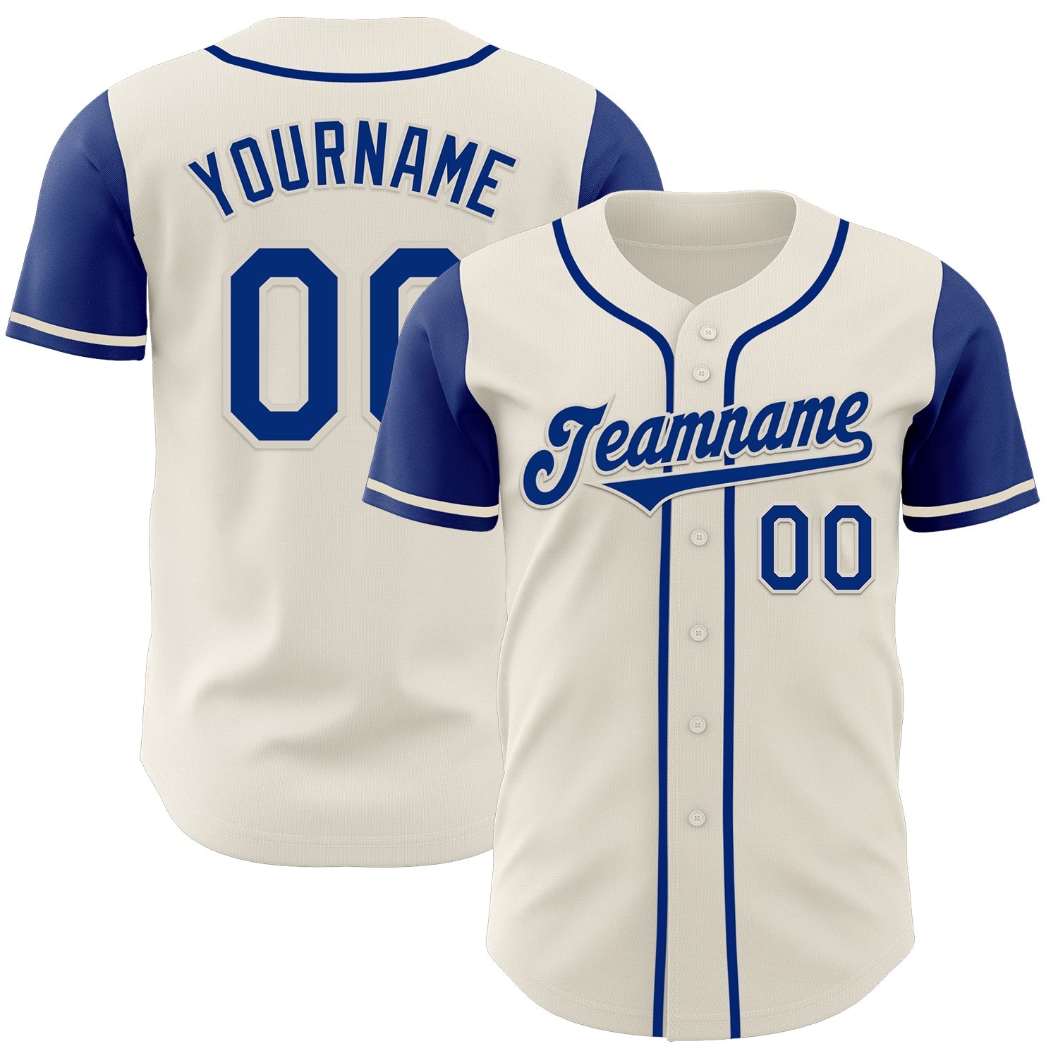 Custom Cream Royal Authentic Two Tone Baseball Jersey - Main View