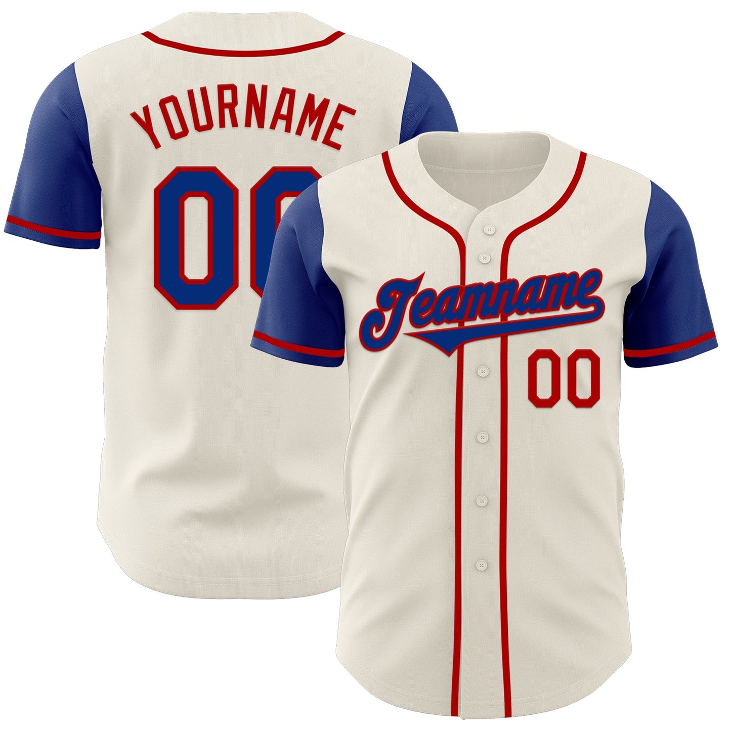 Custom Cream Royal-Red Authentic Two Tone Baseball Jersey - Main View