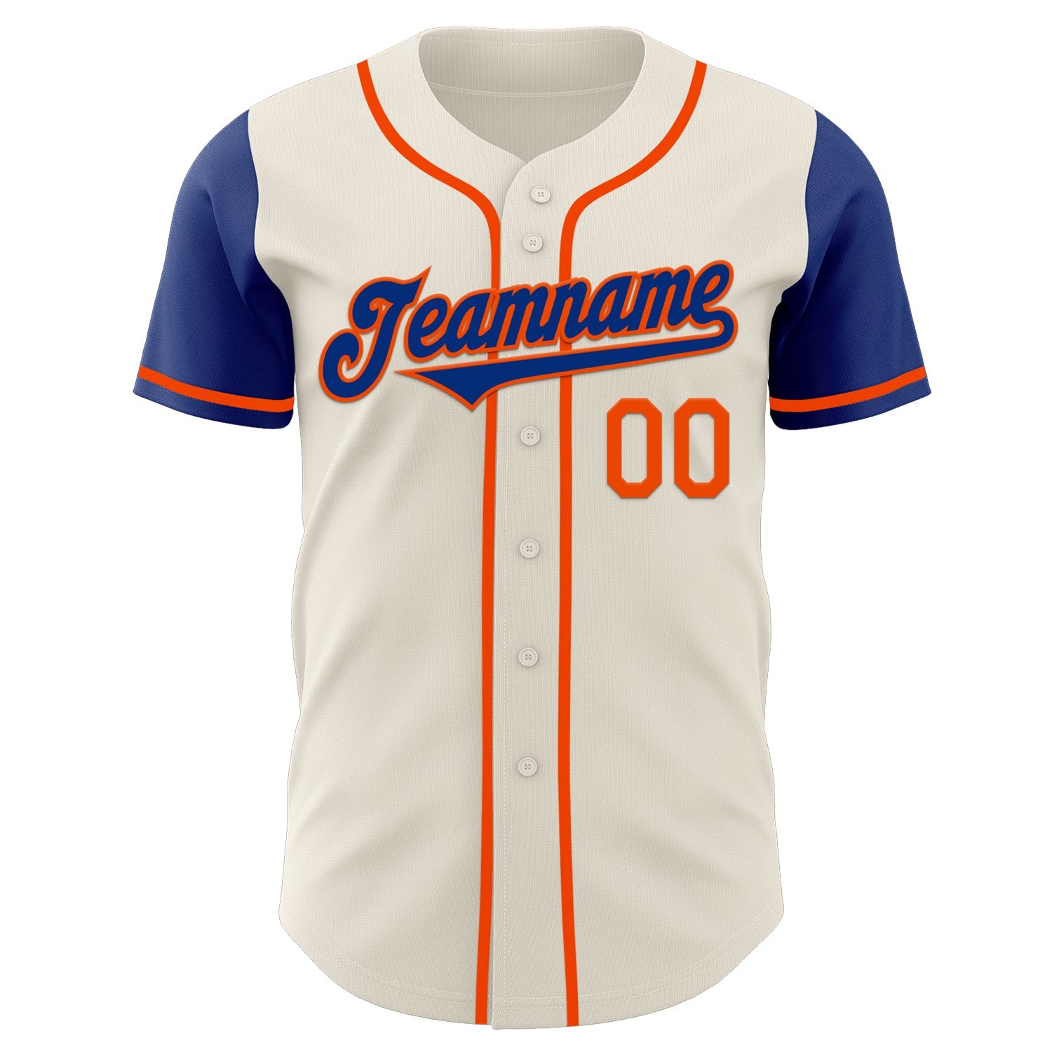 Custom Cream Royal-Orange Authentic Two Tone Baseball Jersey view 2