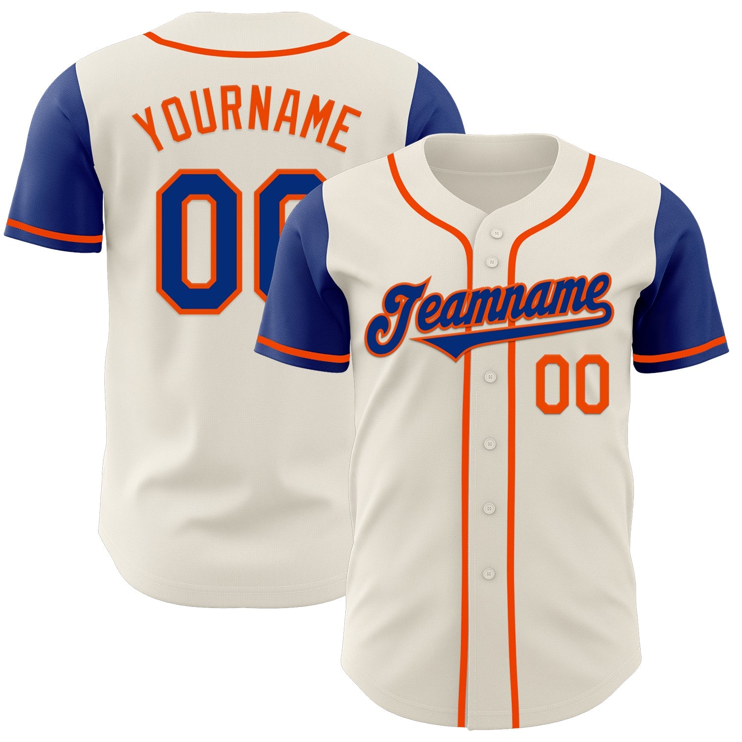 Custom Cream Royal-Orange Authentic Two Tone Baseball Jersey - Main View