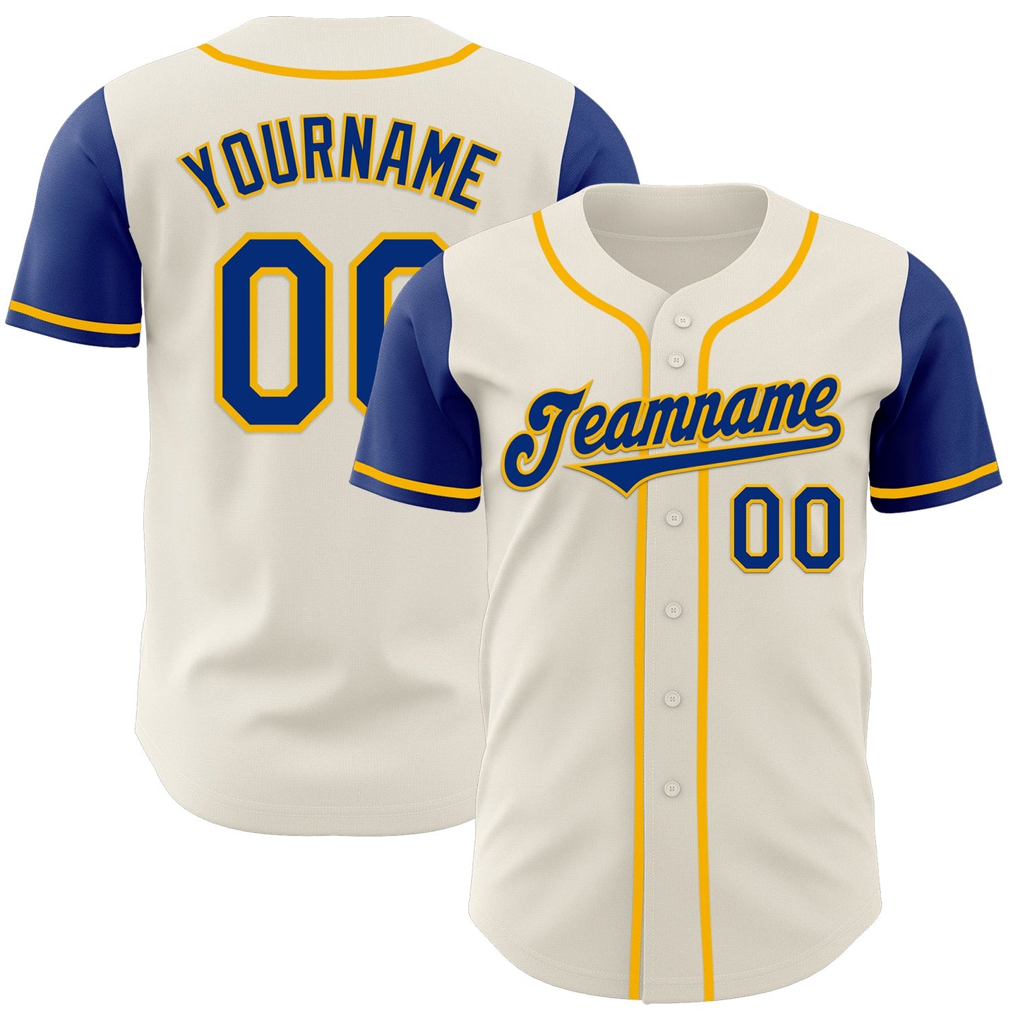 Custom Cream Royal-Gold Authentic Two Tone Baseball Jersey - Main View