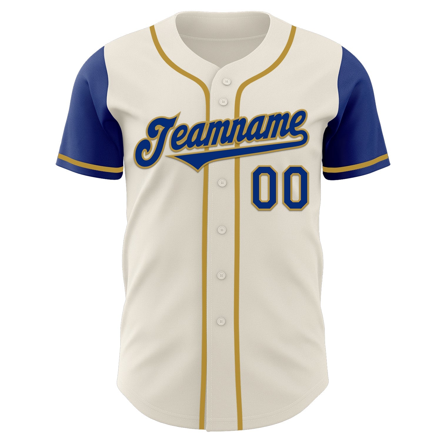 Custom Cream Royal-Old Gold Authentic Two Tone Baseball Jersey view 2