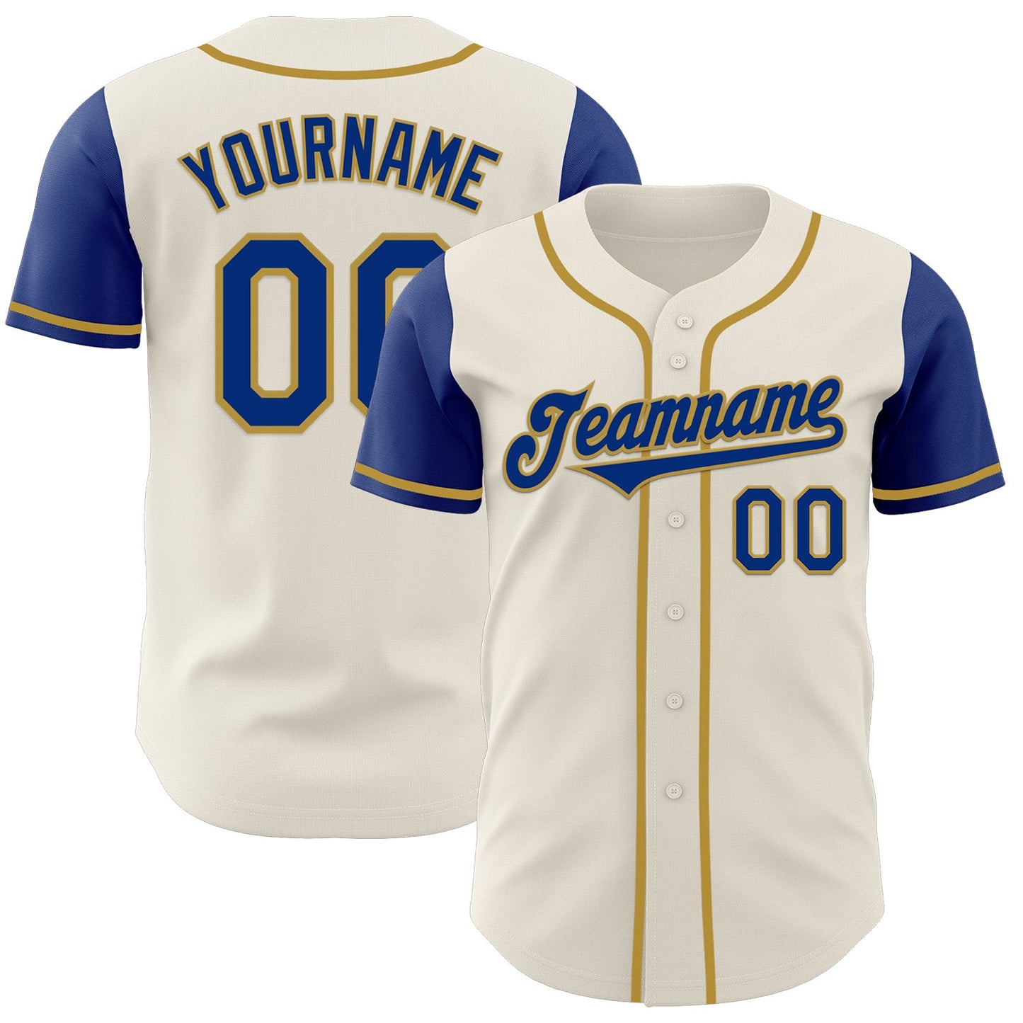 Custom Cream Royal-Old Gold Authentic Two Tone Baseball Jersey - Main View