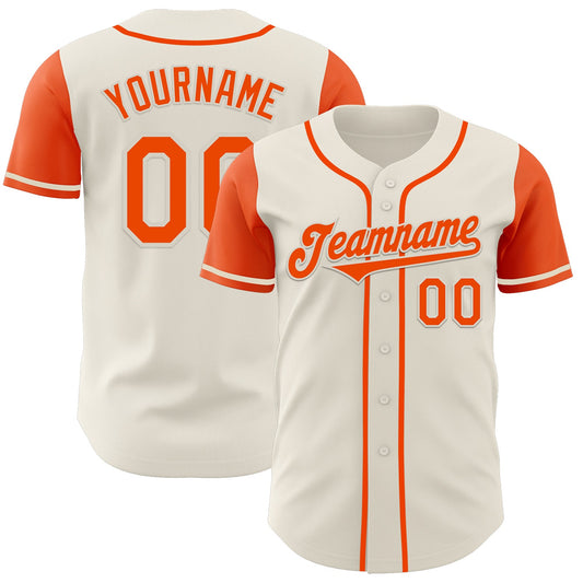 Custom Cream Orange Authentic Two Tone Baseball Jersey - Main View
