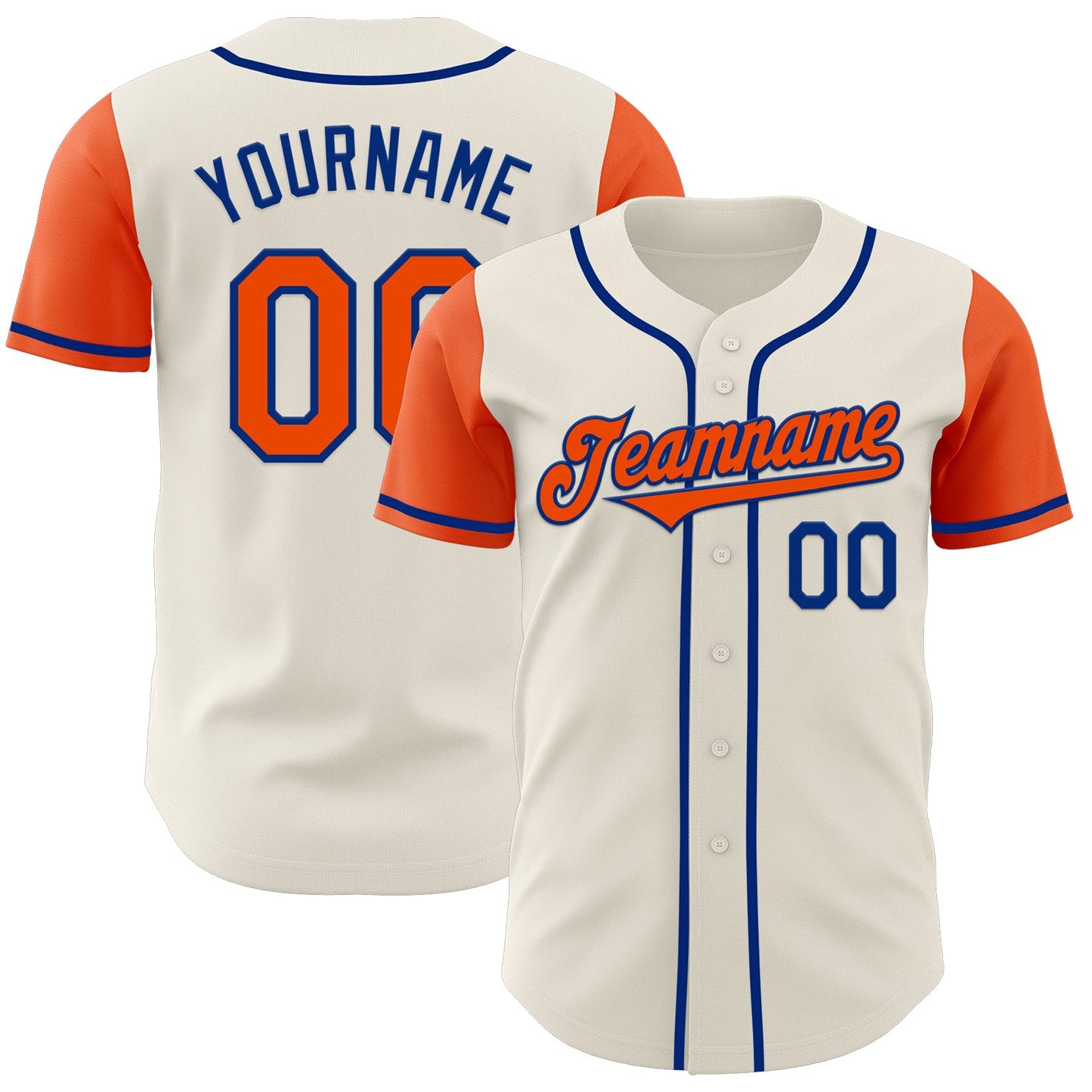Custom Cream Orange-Royal Authentic Two Tone Baseball Jersey - Main View