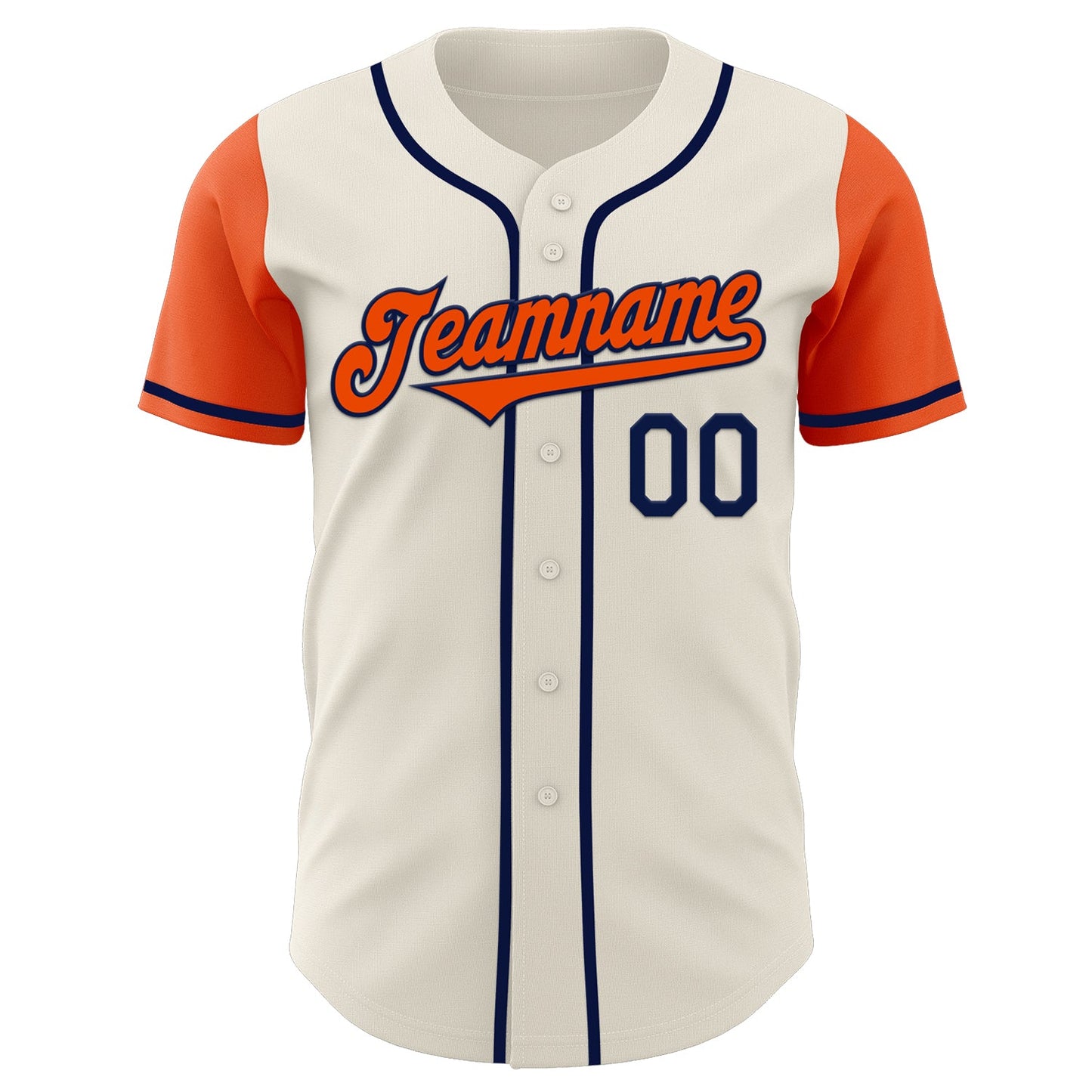 Custom Cream Orange-Navy Authentic Two Tone Baseball Jersey view 2