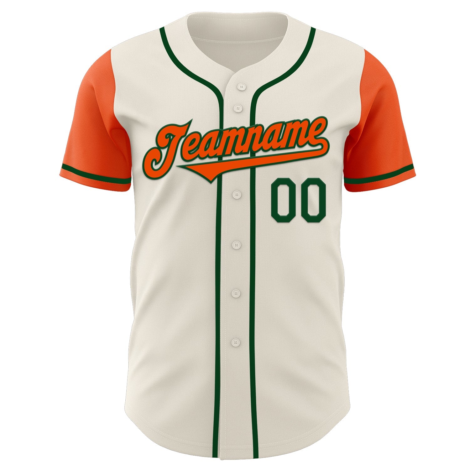 Custom Cream Orange-Green Authentic Two Tone Baseball Jersey view 2