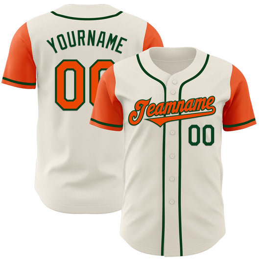 Custom Cream Orange-Green Authentic Two Tone Baseball Jersey - Main View
