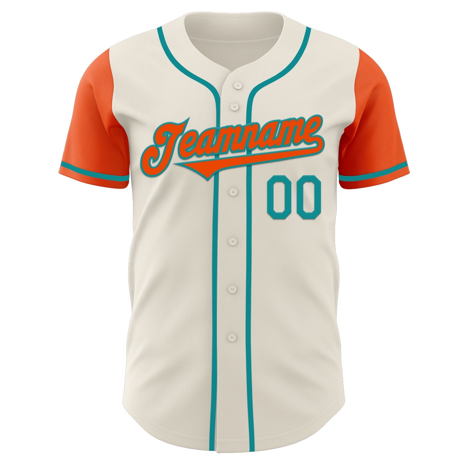 Custom Cream Orange-Teal Authentic Two Tone Baseball Jersey view 2