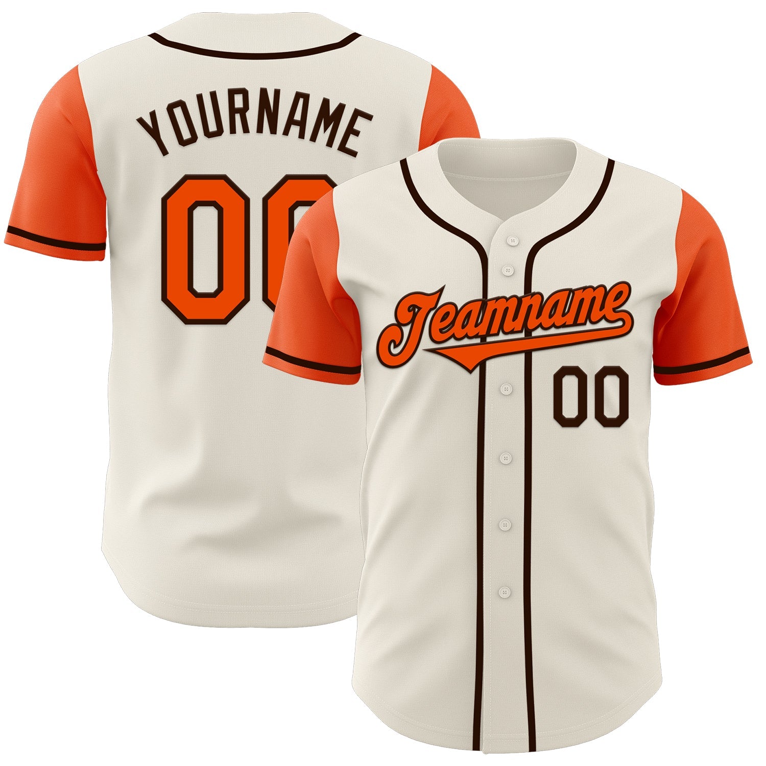 Custom Cream Orange-Brown Authentic Two Tone Baseball Jersey - Main View