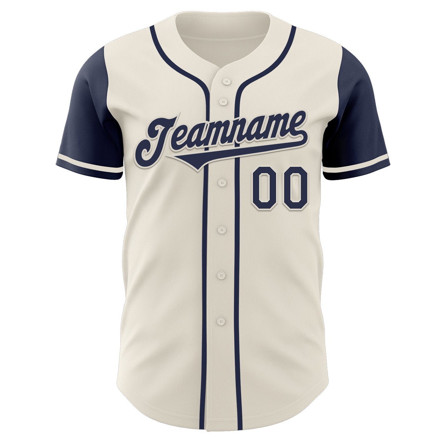 Custom Cream Navy Authentic Two Tone Baseball Jersey view 2