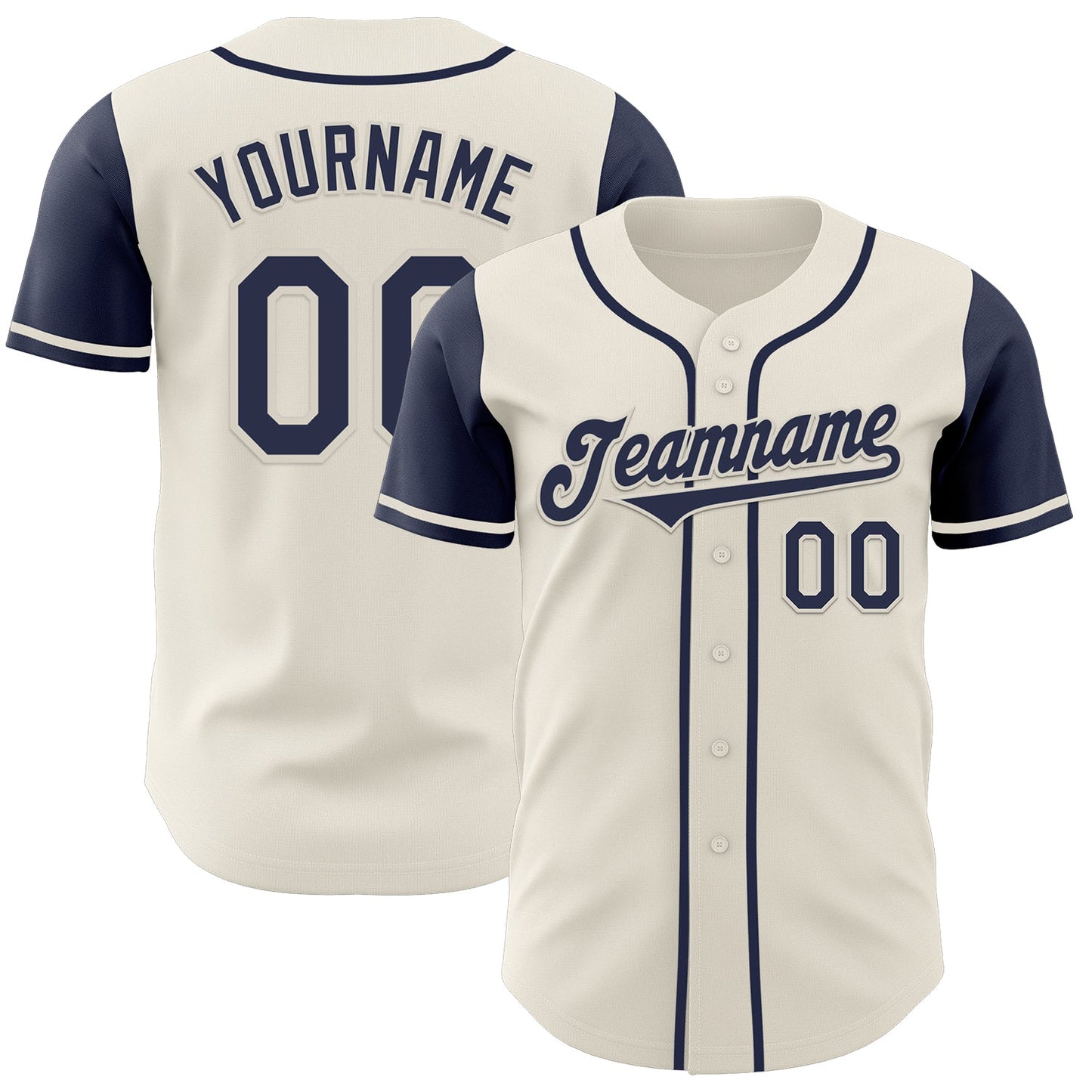Custom Cream Navy Authentic Two Tone Baseball Jersey - Main View